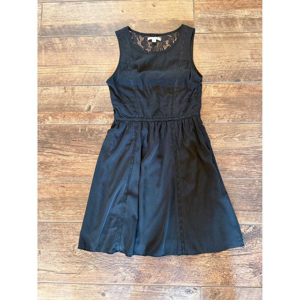 American Eagle Black Lace Back Fit and Flare Dress Sleeveless Size 2
